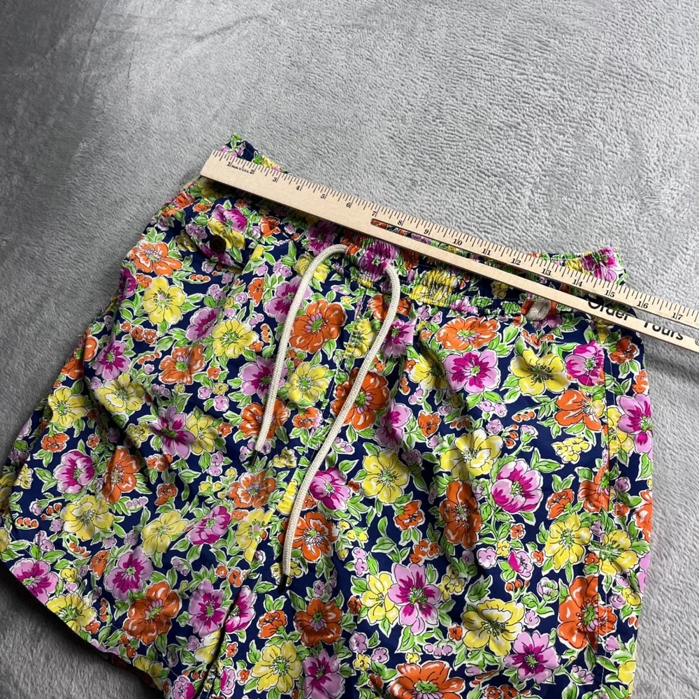 Polo Ralph Lauren Floral Swim Trunks Mens Large Navy Blue Pink Orange 6in Inseam
